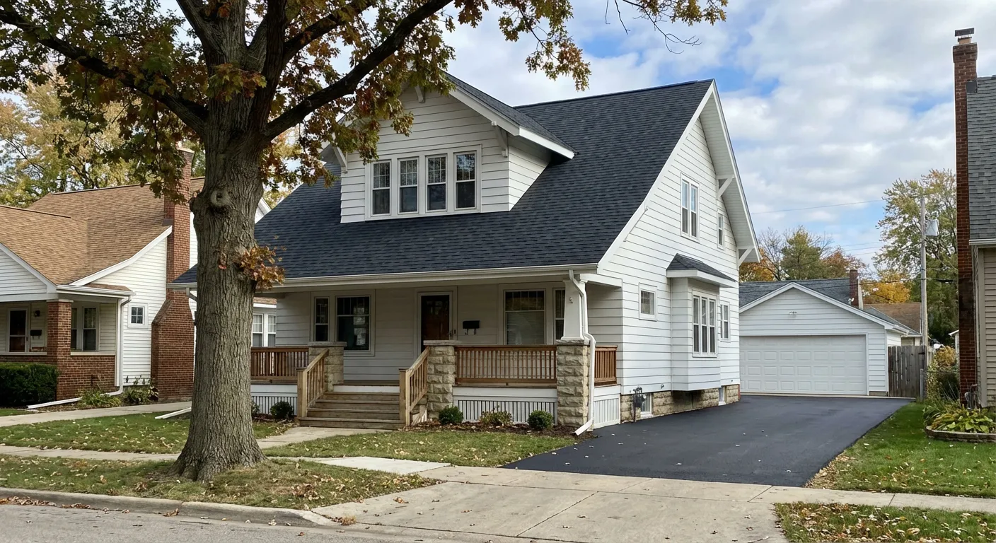 House with new asphalt roof